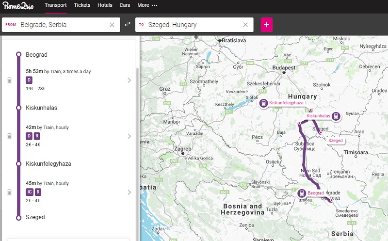 Rome2Rio Gets it Wrong (Belgrade, Serbia to Szeged, Hungary)