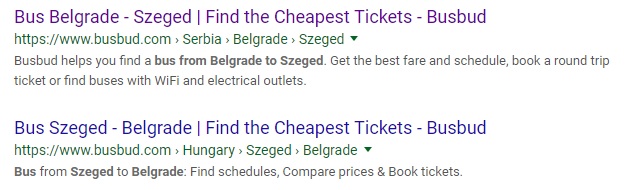 The SERPs Suggest BusBud may Know the best way to get from Belgrade to Szeged, but it's a lie.