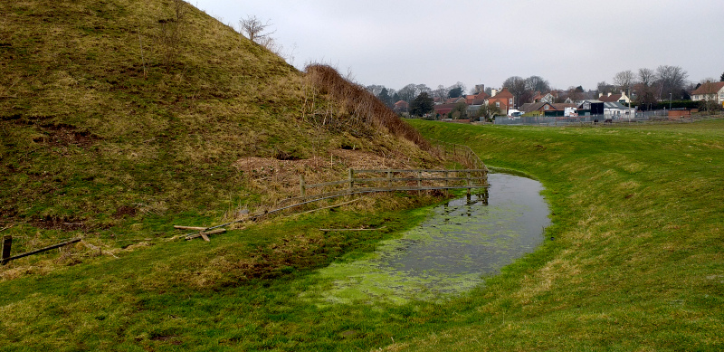 Moat Around the hill built to protect Bishopton Castle